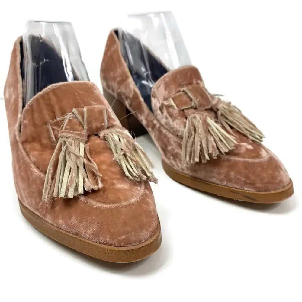 Rebecca Minkoff Edie Heels Blush Suede Velvet Tassel Loafer Pump 7 1/2 M 5182134